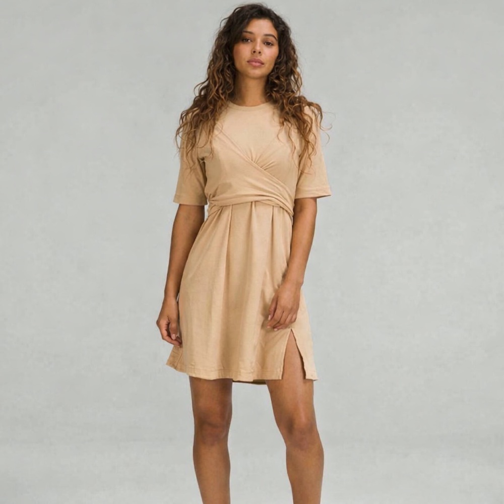 Lululemon Cotton Wrap-Front T-Shirt Dress size 4 NWT